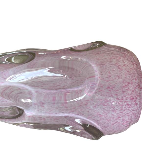 Hand Blown Solid Art Glass CHRISTMAS TREE 11in Pastel Pink & White Swirl New - Picture 7 of 11